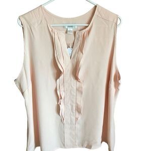 C J Banks Blouse top pink career plus SZ 1X New with tags sleeveless ruffle